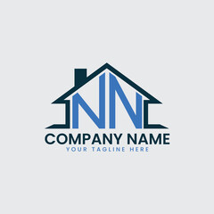 Modern Real Estate Logo with House Roof Icon and Custom Letter Monograms