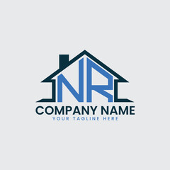 Fototapeta premium Modern Real Estate Logo with House Roof Icon and Custom Letter Monograms