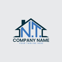 Modern Real Estate Logo with House Roof Icon and Custom Letter Monograms