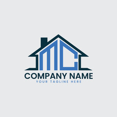 Modern Real Estate Logo with House Roof Icon and Custom Letter Monograms
