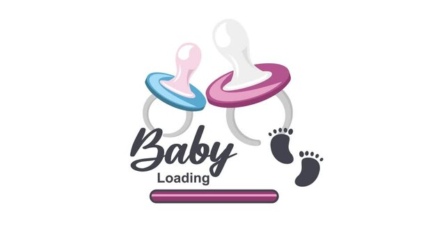 Funny Baby Arrival Loading Bar Loop Animation &ndash; Alpha Channel Background