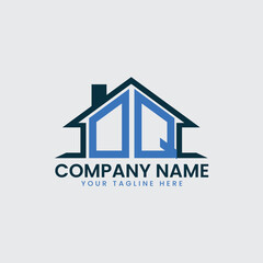 Modern Real Estate Logo with House Roof Icon and Custom Letter Monograms
