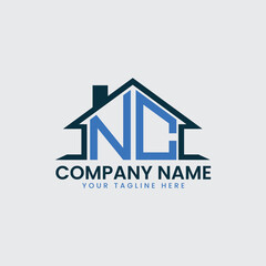 Modern Real Estate Logo with House Roof Icon and Custom Letter Monograms
