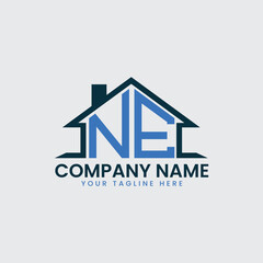 Modern Real Estate Logo with House Roof Icon and Custom Letter Monograms