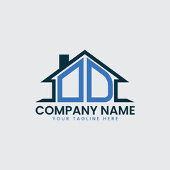 Modern Real Estate Logo with House Roof Icon and Custom Letter Monograms