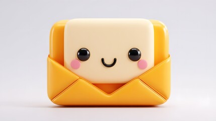 Cheerful 3D Cartoon Email Icon with Happy Envelope for Digital Correspondence