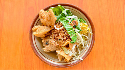 Authentic Indonesian cuisine, a bowl of delicious meatballs ready to eat