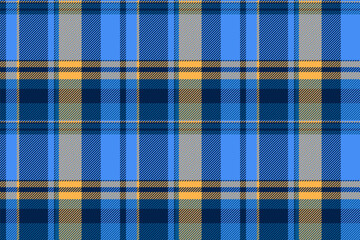 Vibrant blue, navy, and gold plaid pattern.  Perfect for textile design, fashion, or website backgrounds. This seamless texture evokes feelings of warmth and tradition.