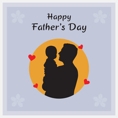 Happy Father's Day Image – Dad and Child Silhouette with Love Icons