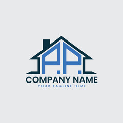 Modern Real Estate Logo with House Roof Icon and Custom Letter Monograms