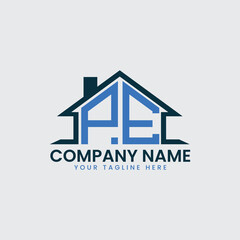 Modern Real Estate Logo with House Roof Icon and Custom Letter Monograms