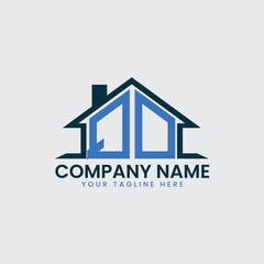 Modern Real Estate Logo with House Roof Icon and Custom Letter Monograms