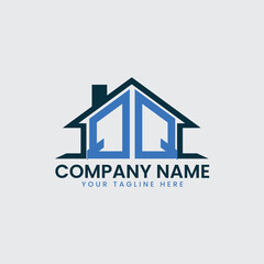 Modern Real Estate Logo with House Roof Icon and Custom Letter Monograms