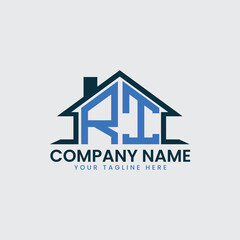 Modern Real Estate Logo with House Roof Icon and Custom Letter Monograms