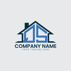 Modern Real Estate Logo with House Roof Icon and Custom Letter Monograms