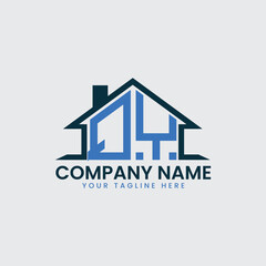 Modern Real Estate Logo with House Roof Icon and Custom Letter Monograms