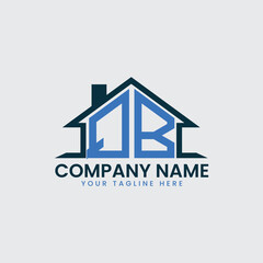 Modern Real Estate Logo with House Roof Icon and Custom Letter Monograms