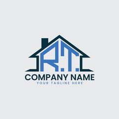 Modern Real Estate Logo with House Roof Icon and Custom Letter Monograms