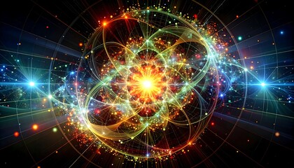 Dynamic cosmic explosion space digital art abstract vibrant energy concept