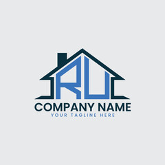 Modern Real Estate Logo with House Roof Icon and Custom Letter Monograms
