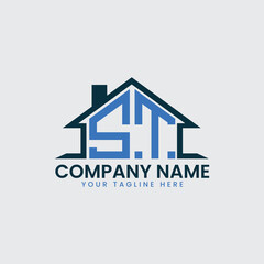 Modern Real Estate Logo with House Roof Icon and Custom Letter Monograms