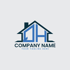 Modern Real Estate Logo with House Roof Icon and Custom Letter Monograms