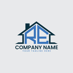 Modern Real Estate Logo with House Roof Icon and Custom Letter Monograms