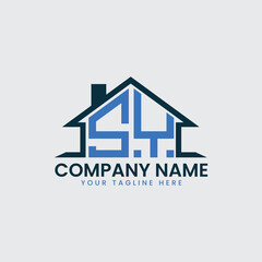 Modern Real Estate Logo with House Roof Icon and Custom Letter Monograms