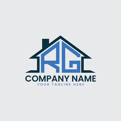 Modern Real Estate Logo with House Roof Icon and Custom Letter Monograms
