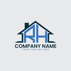 Fototapeta premium Modern Real Estate Logo with House Roof Icon and Custom Letter Monograms
