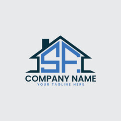 Modern Real Estate Logo with House Roof Icon and Custom Letter Monograms
