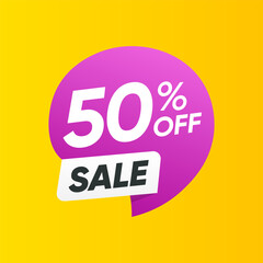 50% OFF Sale Discount Label Banner Vector Graphic