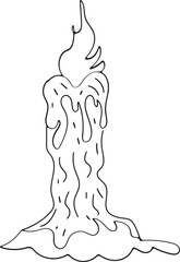 Melted Dripping Candle Line Art Illustration Graphic Design Element