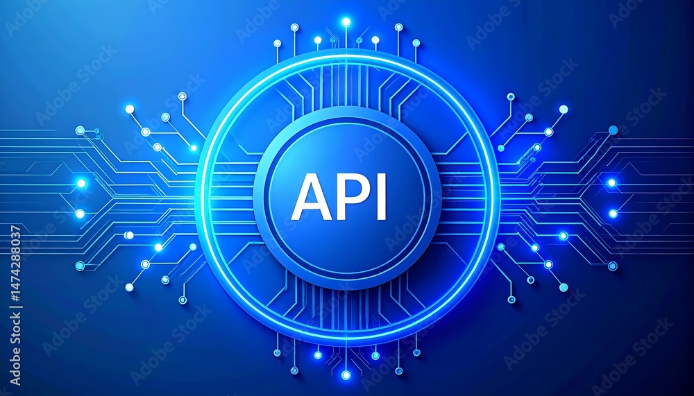 Poster innovative api development digital space visual design technology aesthetics future concepts