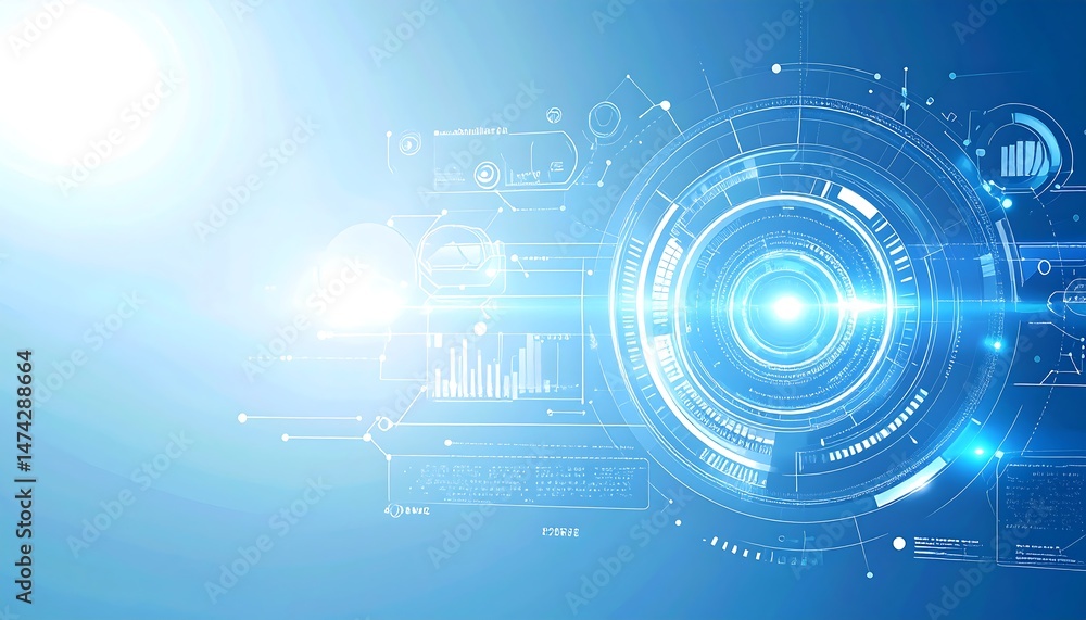 Poster close-up of innovative digital interface design in futuristic graphic visualization spaces