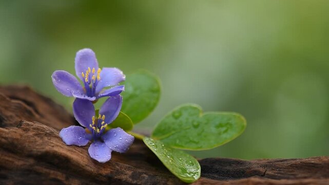 Lignum vitae. or Guaiacum officinale flowers on natural background.