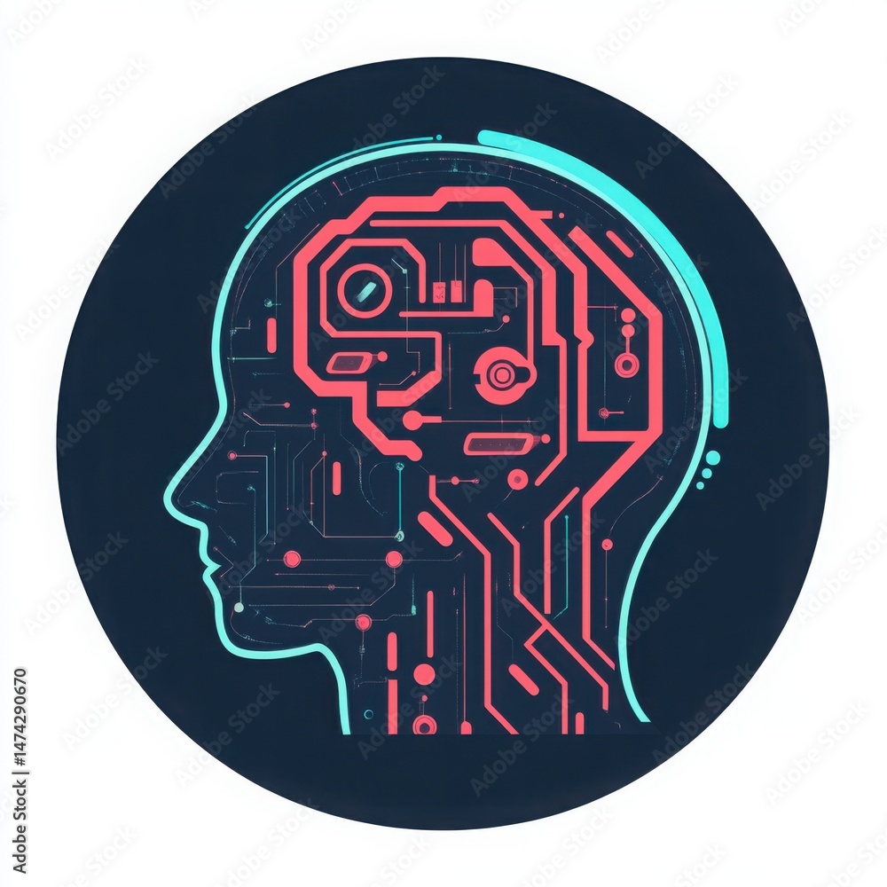 Poster intricate design of a futuristic human brain, highlighting intelligence and technology with a blend 