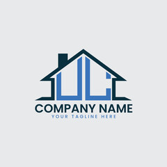 Modern Real Estate Logo with House Roof Icon and Custom Letter Monograms