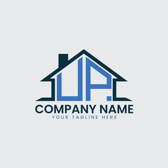 Modern Real Estate Logo with House Roof Icon and Custom Letter Monograms