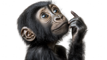 Intelligent Chimpanzee Deep in Thought on PNG Transparent Background