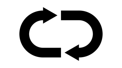 Fototapeta premium Two bold black arrows forming a circular loop, symbolizing refresh, reload, or sync function
