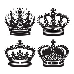 Classic Crown Silhouettes for Royal Design

