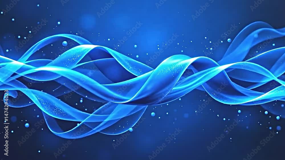 Fototapete dynamic visually captivating design featuring flowing translucent blue waves set against deep blue b