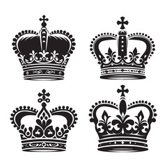 Classic Crown Silhouettes for Royal Design
