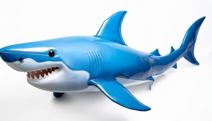Obraz premium blue shark toy inflatable shark for summer isolated background