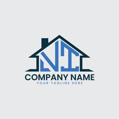 Modern Real Estate Logo with House Roof Icon and Custom Letter Monograms