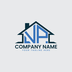 Modern Real Estate Logo with House Roof Icon and Custom Letter Monograms