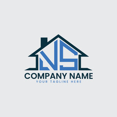 Modern Real Estate Logo with House Roof Icon and Custom Letter Monograms