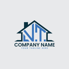 Modern Real Estate Logo with House Roof Icon and Custom Letter Monograms