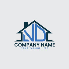 Modern Real Estate Logo with House Roof Icon and Custom Letter Monograms